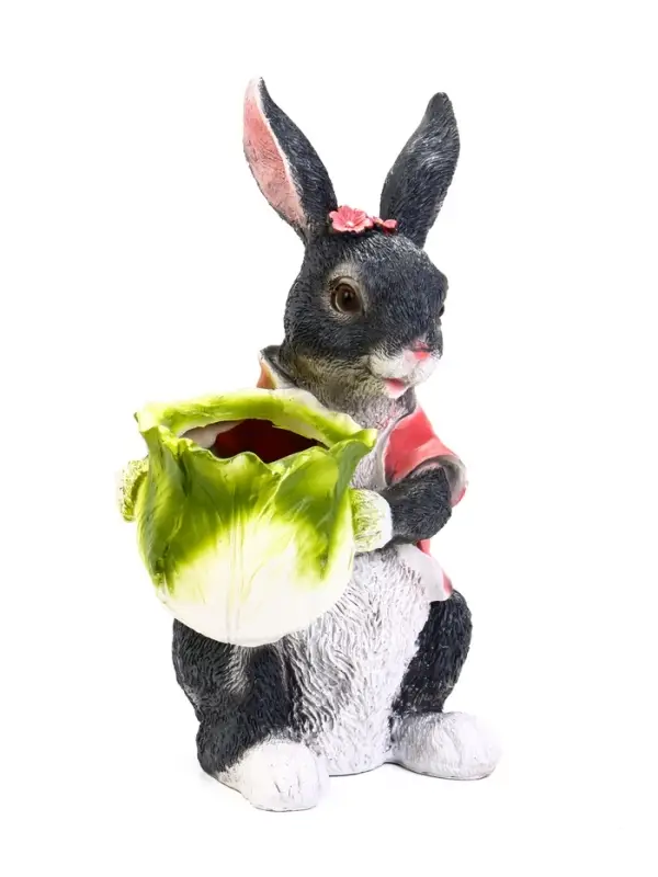 Фигурное кашпо 31 х 18 х 17 см "Зайчик с капустой"