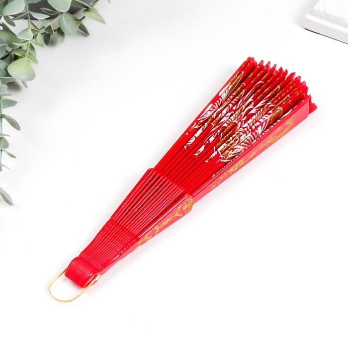 Веер пластик  Веер пластик "Цветы с блёстками" МИКС 23 см