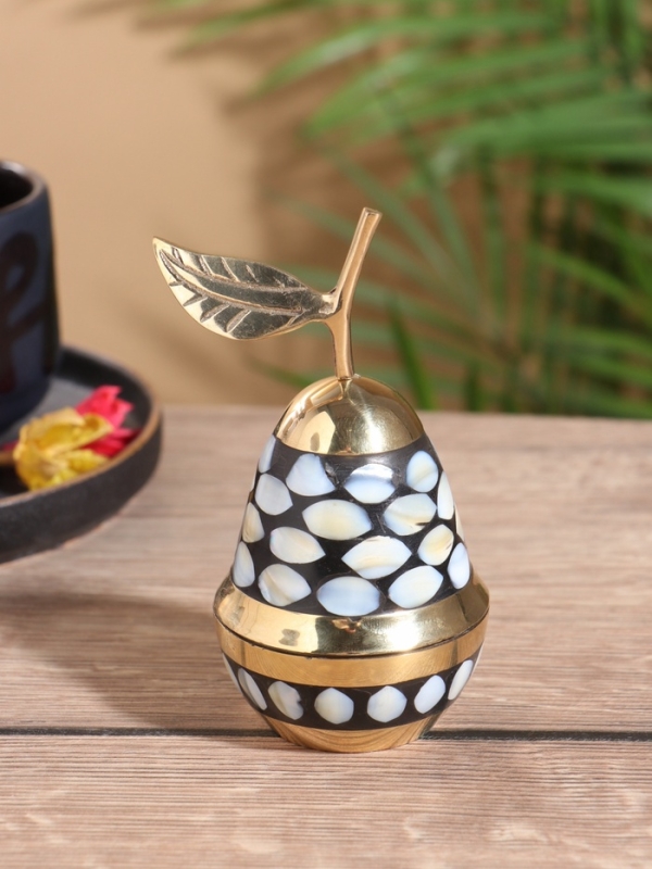 Шкатулка «Груша», латунь с перламутром, 6×6×12 см, чёрная Шкатулка «Груша», латунь с перламутром, 6×6×12 см, чёрная