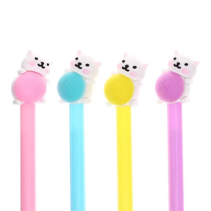 Ручка-прикол Calligrata &laquo;Котенок с клубком&raquo;, синий стержень, гелевая, МИКС