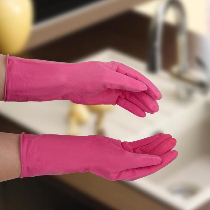 Перчатки хозяйственные Доляна, размер L, резиновые, цвет МИКС Перчатки хозяйственные Доляна, размер L, резиновые, цвет МИКС