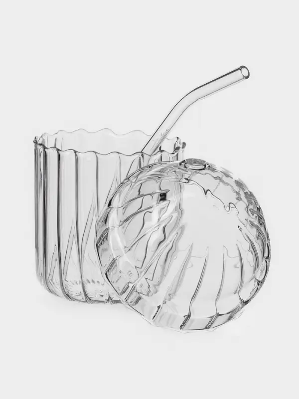 Стакан Magistro &laquo;Полоска&raquo;, 450 мл, 9.8&times;19 см, с трубочкой, стекло, прозрачный