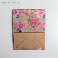 Пакет подарочный крафтовый, &laquo;Цветы&raquo;, MS 18&times;23&times;10 см