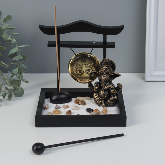 Сад Дзен  Сад Дзен "Ганеша у гонга" песок+камни+аромапалочка 13,2х15х15,5 см