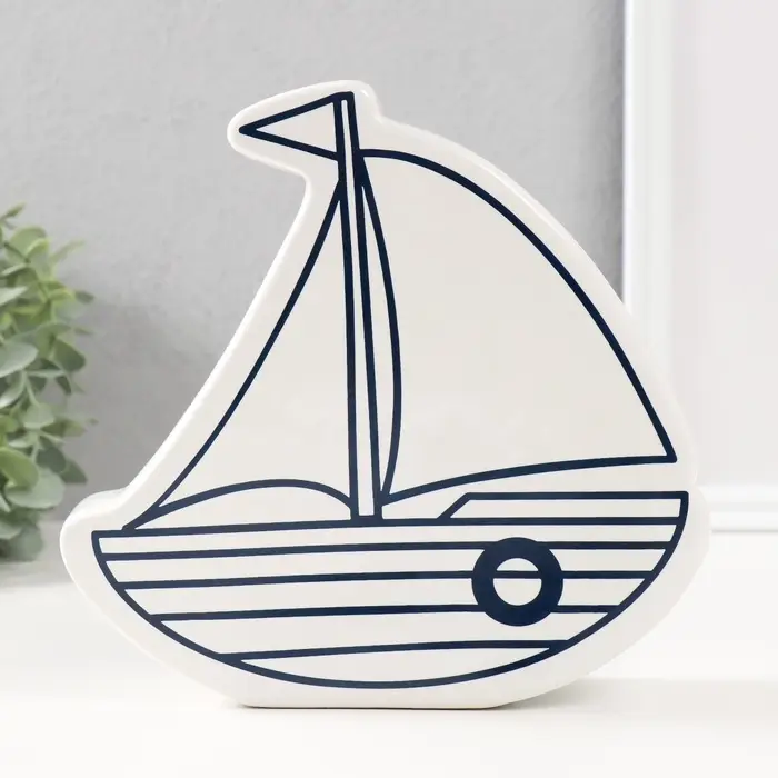 Копилка для денег &laquo;Парусник&raquo;, керамика, белый, 20&times;5.2&times;19.5 см