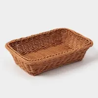 Корзина для продуктов Доляна, 30&times;19.5&times;6 см, плетёная, пластик, коричневая