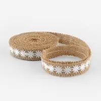 Лента холщовая &laquo;Ромашки&raquo;, натуральная, 20 мм, 4.5&plusmn;0.5 м, белая