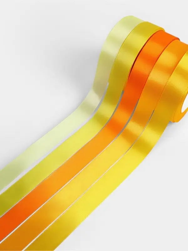 Атласная лента, набор 5 шт., 20 мм, 23&plusmn;1 м, жёлтый, оранжевый