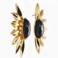 Серьги "Полусолнце", цвет чёрный в золоте