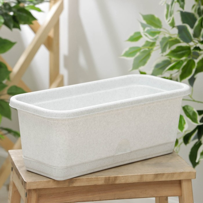 Ящик балконный с поддоном, 40 см, цвет мраморный Ящик балконный с поддоном, 40 см, цвет мраморный