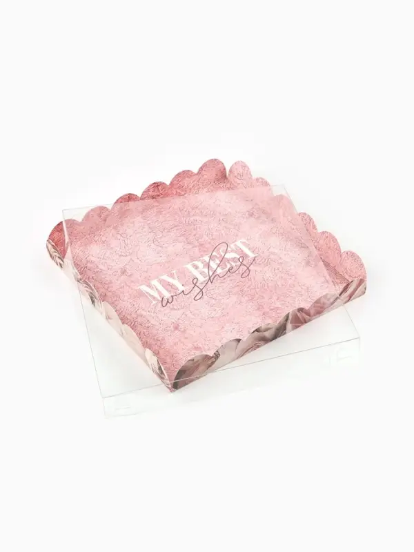 Коробка для печенья с прозрачной крышкой My best wishes, 21&times;21&times;3 см