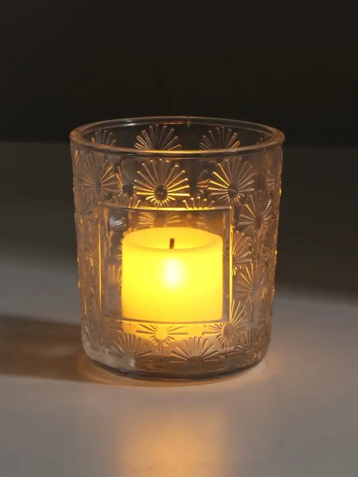 Подсвечник стеклянный &laquo;Цветочки&raquo;, 200 мл, 7.5&times;7.5&times;8.2 см