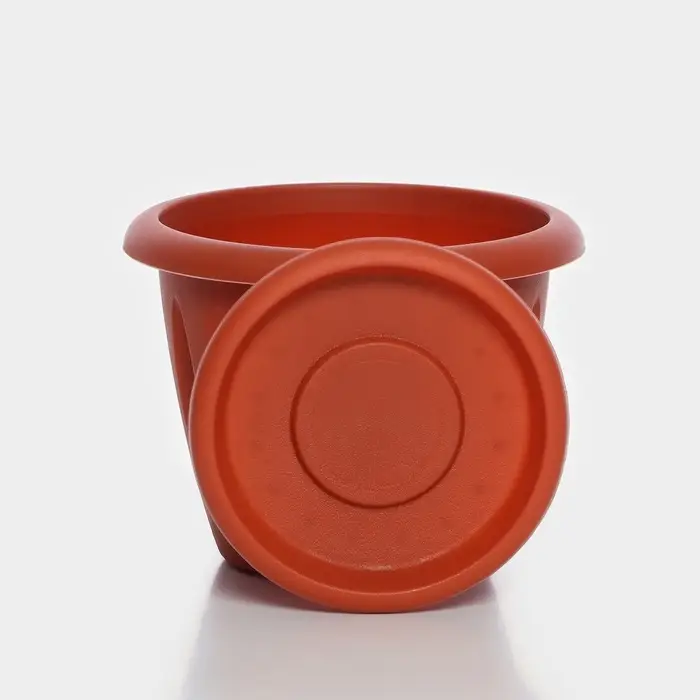 Горшок для цветов с поддоном &laquo;Фелиция&raquo;, 1.8 л, d=17.7 см, h=13.6 см, пластиковый, терракотовый