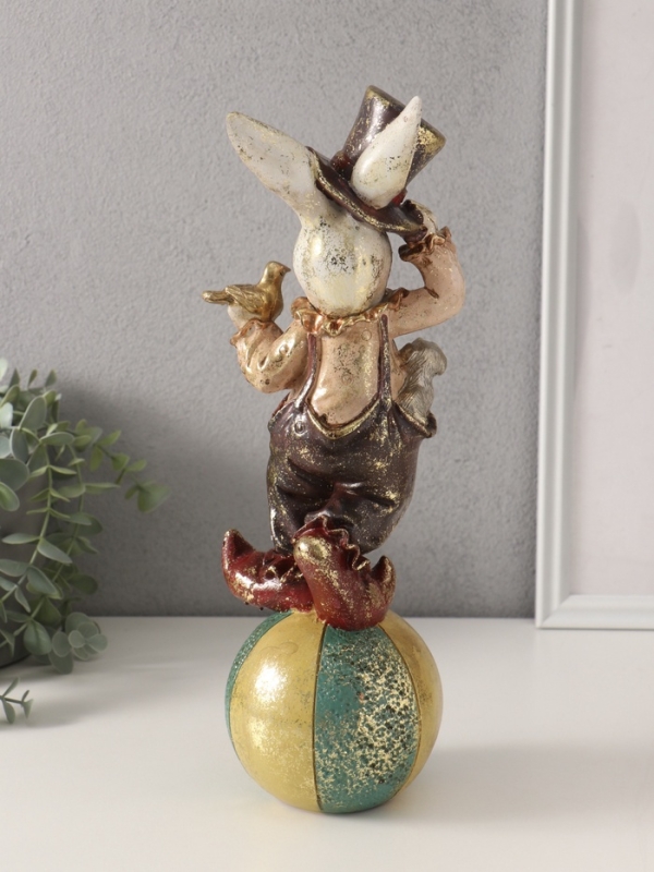 Сувенир полистоун Сувенир полистоун "Цирковой кролик на шаре" 11х12х35 см