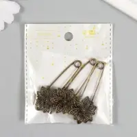 Декор металл для творчества "Булавка с цветком" под латунь (J-25) 5,5х2,5 см