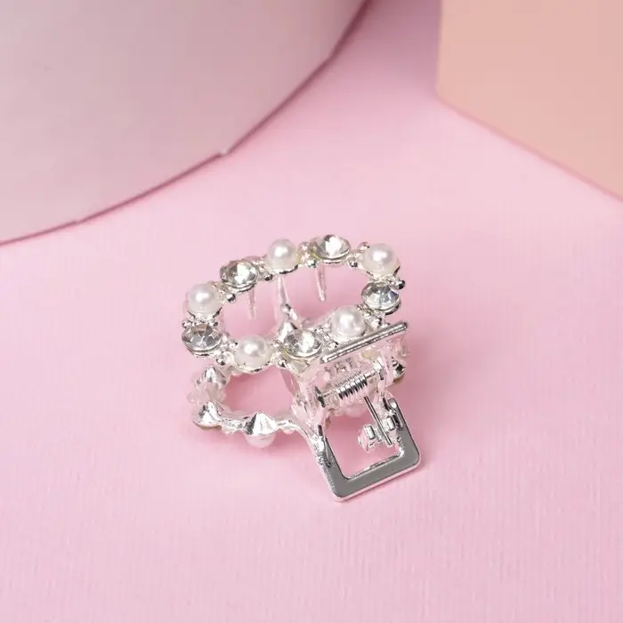 Крабик для волос &laquo;Мелани&raquo;, овал, 2.5 см, серебристо-белый