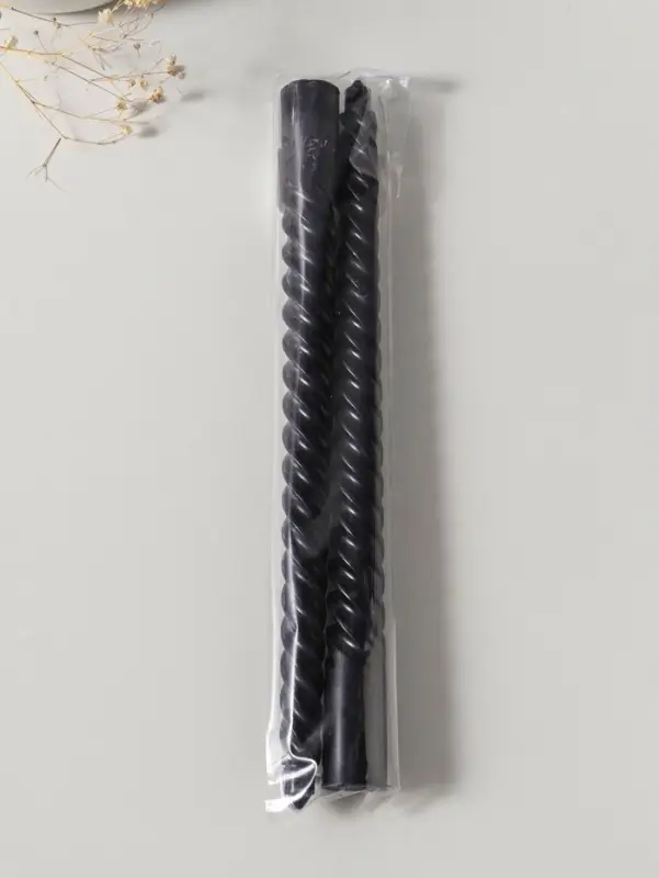 Набор свечей витых 25 см, 2 шт., 57 г, 5 ч, чёрный