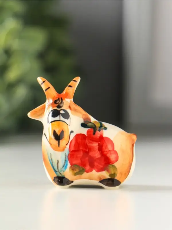 Фигурка фарфор &laquo;Коза малая&raquo;, 4.5 см, гжель, цветная, МИКС