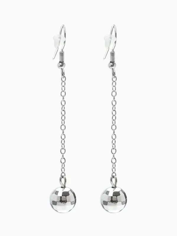Серьги висячие &laquo;Диско-шар&raquo;, цвет серебро, 6.3 см