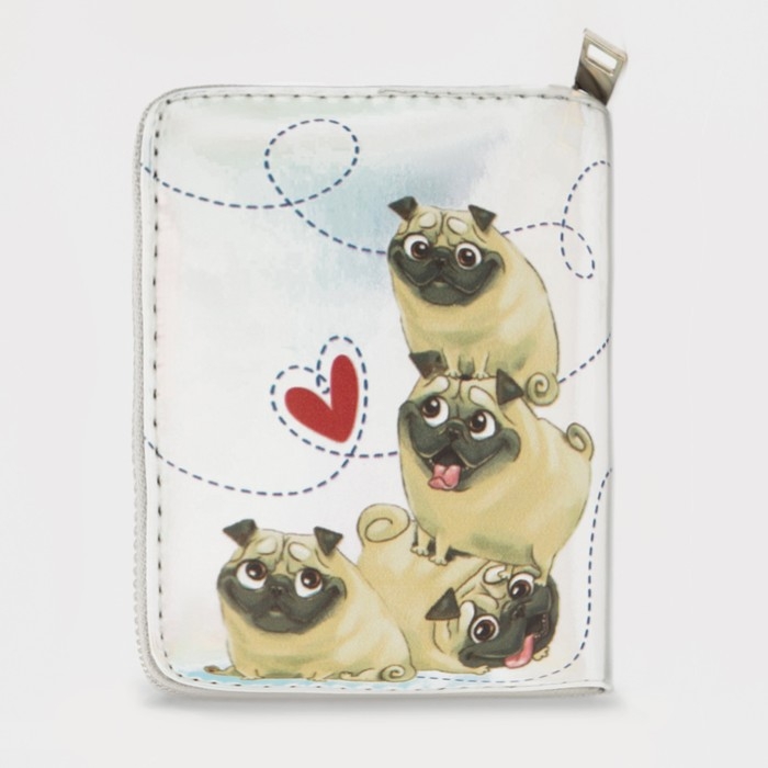 Кошелёк с голографическим эффектом &laquo;Мопсики&raquo;, 12.5х9х2 см