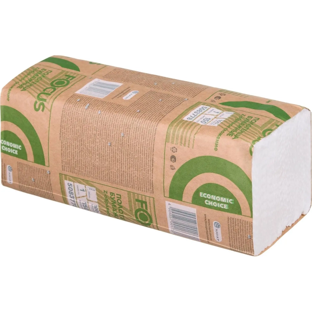 Полотенца бумажные д/дисп. FOCUS Z-сл 1 сл 24х21,5см 150л/30пач/уп