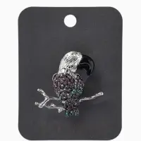 Брошь &laquo;Птица&raquo; какаду на ветке, цветная в серебре