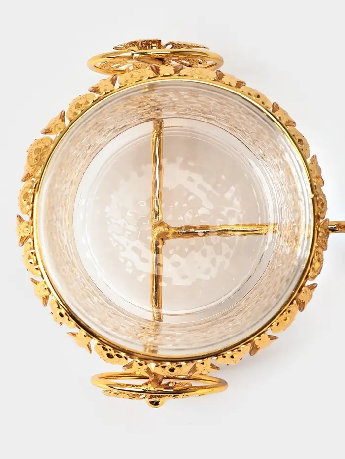 Сахарница &laquo;Велосипед&raquo;, 220 мл, 22&times;13&times;13 см, с ложкой, металл, стекло, золотистые