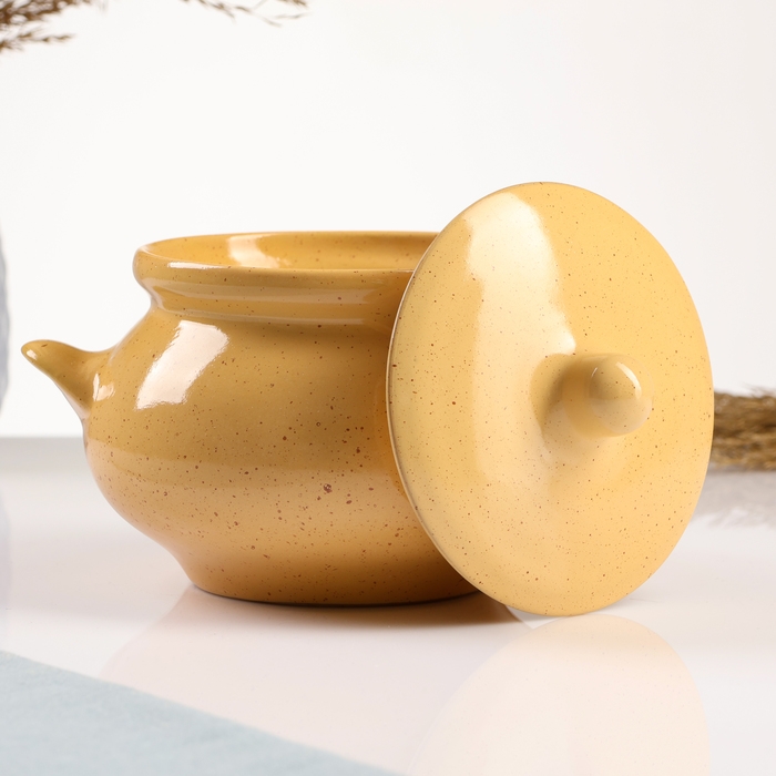 Горшочек для запекания Борисовская керамика «Каракум», 950 мл, 14×15 см, жёлтый