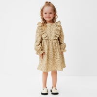 Платье для девочки MINAKU: Cotton collection цвет бежевый, рост 104 см