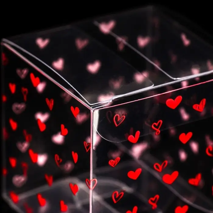 Складная прозрачная коробка из PVC, для упаковки подарков, «Сердца», 5×5×5 см
