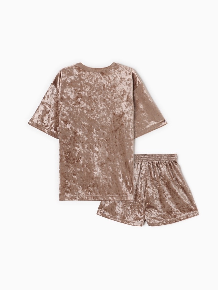 Комплект женский (футболка и шорты) KAFTAN Velvet р. 44-46, кофейный