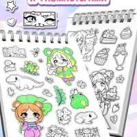 Стикеры - раскраски Kawaii, более 250 наклеек аниме