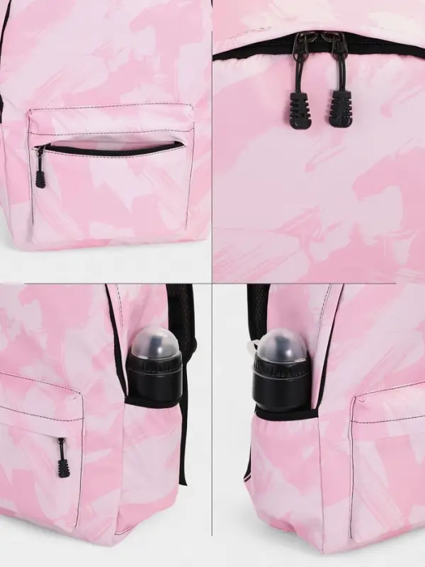 Рюкзак школьный на молнии, с карманами, размер 30&times;13&times;42 см, светло-розовый