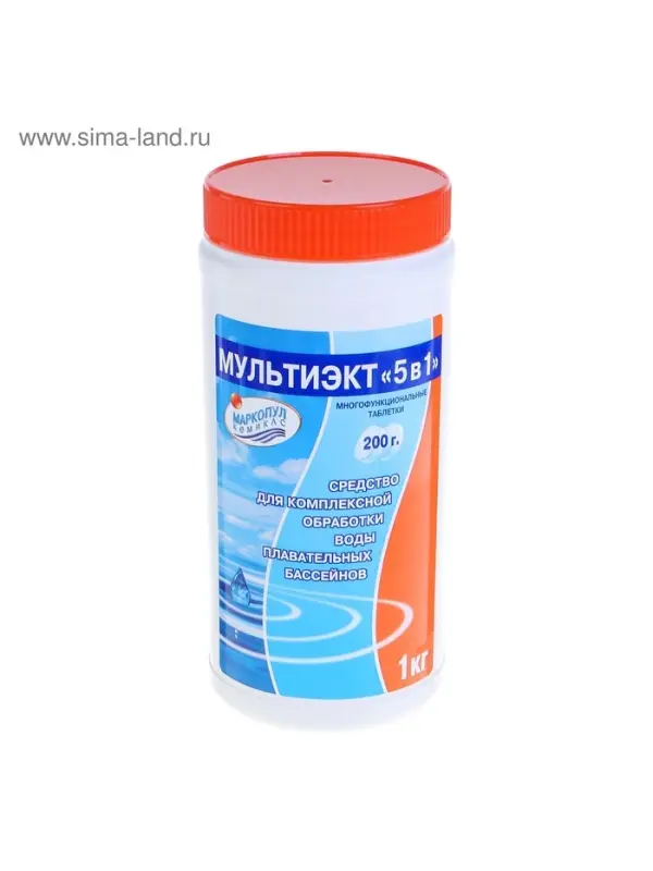 Дезинфицирующее средство &laquo;Мультиэкт 5 в 1&raquo;, для воды в бассейне, комплексный препарат, таблетки 200 г, 1 кг