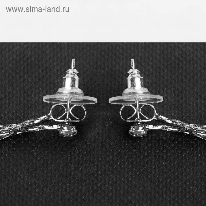 Серьги висячие со стразами «Селебрити» нити с бусинами, цвет белый в серебре, 12,5 см Серьги висячие со стразами «Селебрити» нити с бусинами, цвет белый в серебре, 12,5 см