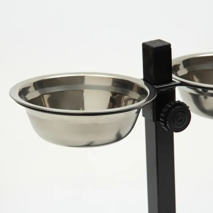 Подставка с мисками, 2&times;250 мл, высота 25 см, разборная, чёрная