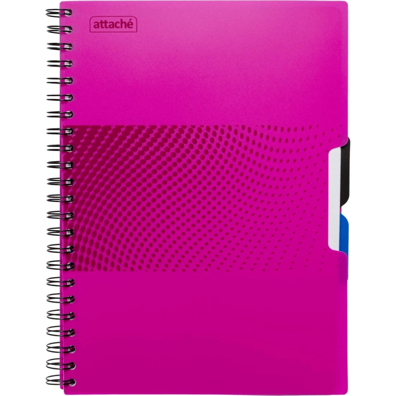 Бизнес-тетрадь А4,140л,кл,спир,пласт.обл,2разд Attache DIGITAL розов 876746