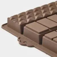 Форма для дубайского шоколада 6 плиток "Квадраты, полосы, пирамиды" 27,5x17x2 см Форма для дубайского шоколада 6 плиток "Квадраты, полосы, пирамиды" 27,5x17x2 см