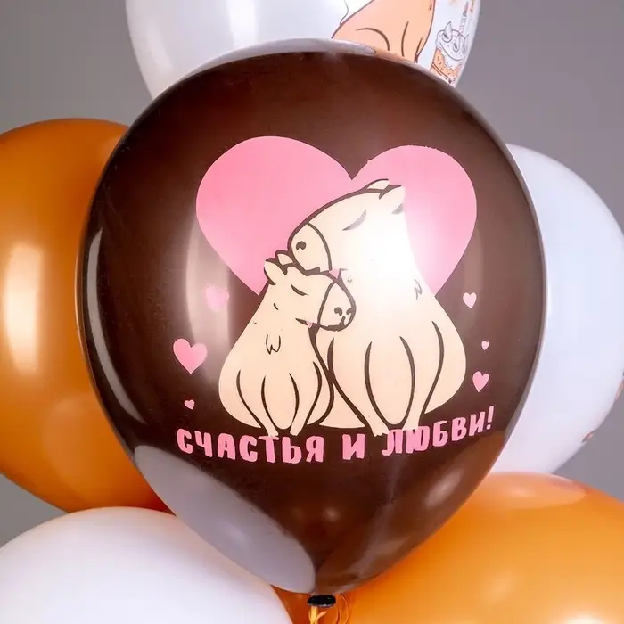 Воздушные шары латексные 12" &laquo;С днем рождения! Капибара&raquo;, 25 шт., МИКС