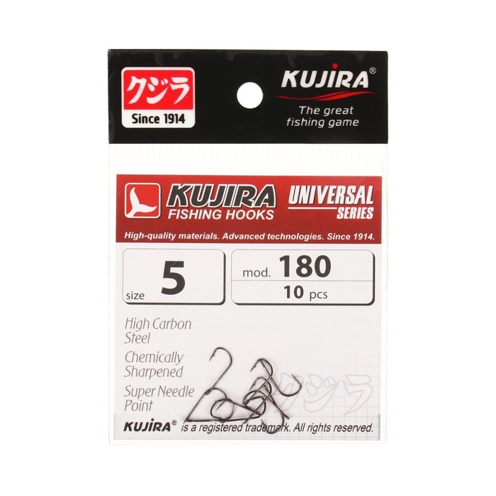 Крючки Kujira Universal 180, цвет BN, № 5, 10 шт. Крючки Kujira Universal 180, цвет BN, № 5, 10 шт.