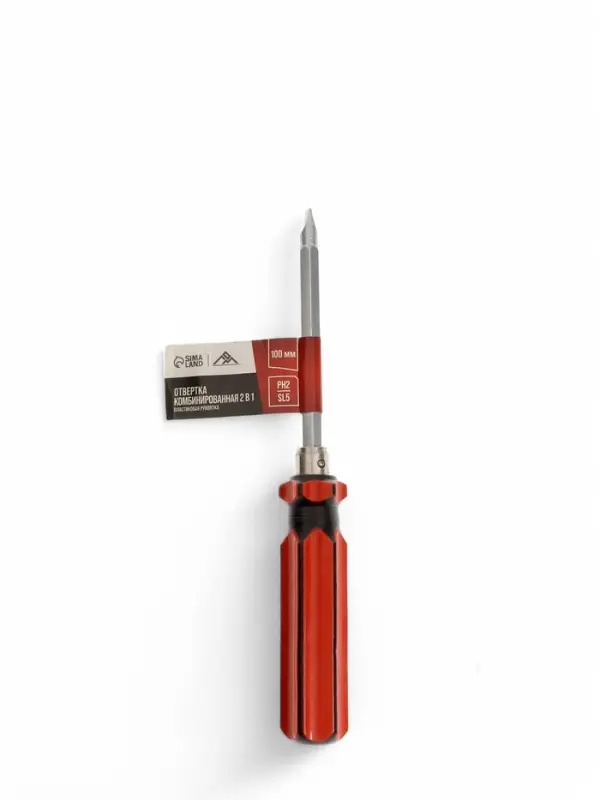 Отвертка комбинированная ЛОМ, 2 в 1, пластиковая рукоятка, PH2/SL5×100 мм