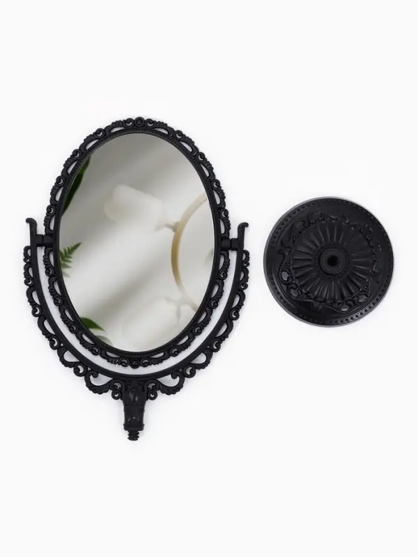 Зеркало декоративное, с увеличением х2, двустороннее, 16.5&times;25.5 см, (11&times;15.5 см), чёрное