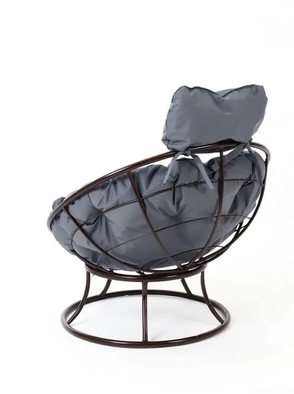 Кресло садовое &laquo;Папасан мини&raquo;, 77&times;81&times;68 см, коричневое, с серой подушкой
