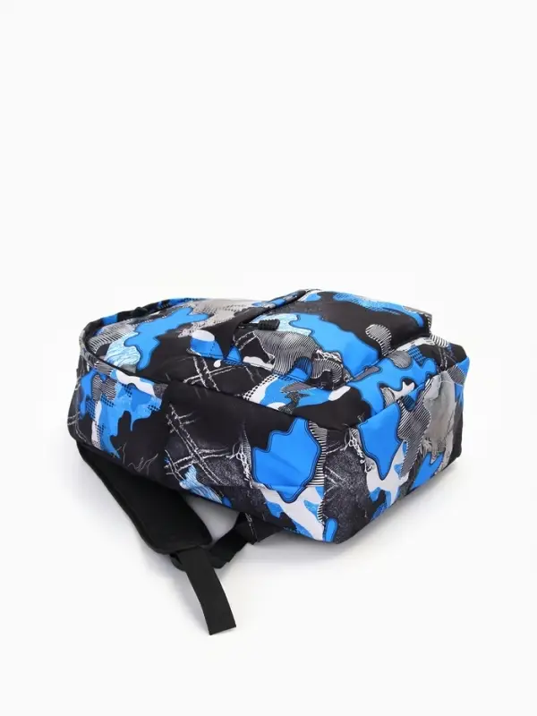 Рюкзак школьный на молнии, с карманами, с принтом, 30&times;13&times;42 см, синий