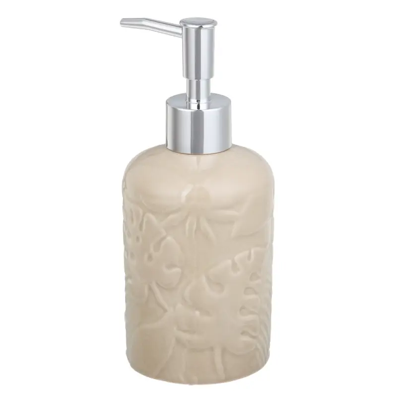 VETTA Дозатор для жидкого мыла, керамика, 17x7,5x7,5 см, листья, беж