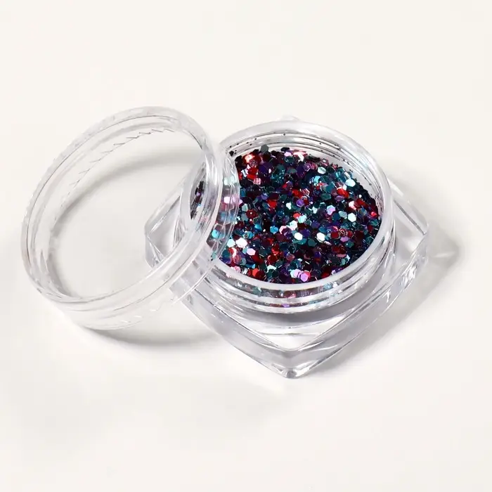 Блёстки для декора, средние/мелкие, голубые, красные