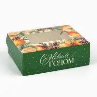 Коробка складная «Новогодняя ботаника», 10 х 8 х 3.5 см