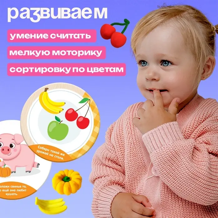 Набор для сортировки &laquo;Вкусная тарелка&raquo;, по методике Монтессори, 20 заданий, 3+