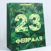 Пакет подарочный ламинированный вертикальный «23 февраля», XL 40 × 49 × 19 см