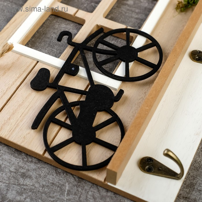 Крючки декоративные дерево Крючки декоративные дерево "Велосипед на лужайке у дома" 20х2,5х30 см